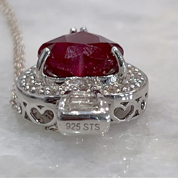 Ruby & Topaz Sterling Silver Heart Pendant Necklace - Picture 11 of 14